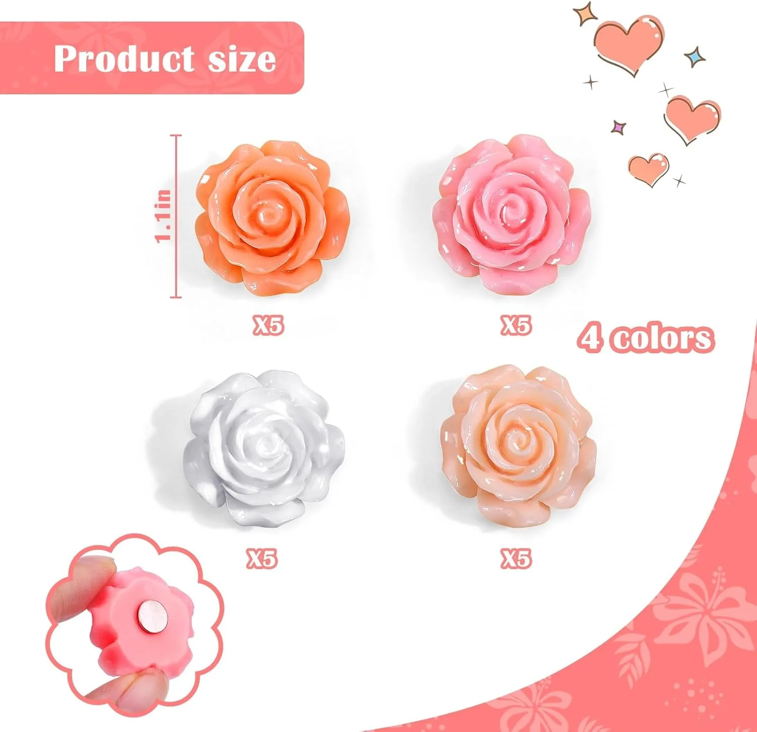 10/20 PCS Cute Locker Decoration for Girls 3D Flower Fridge Magnets Locker Accessories Refrigerator Sticker for Office Kitchen