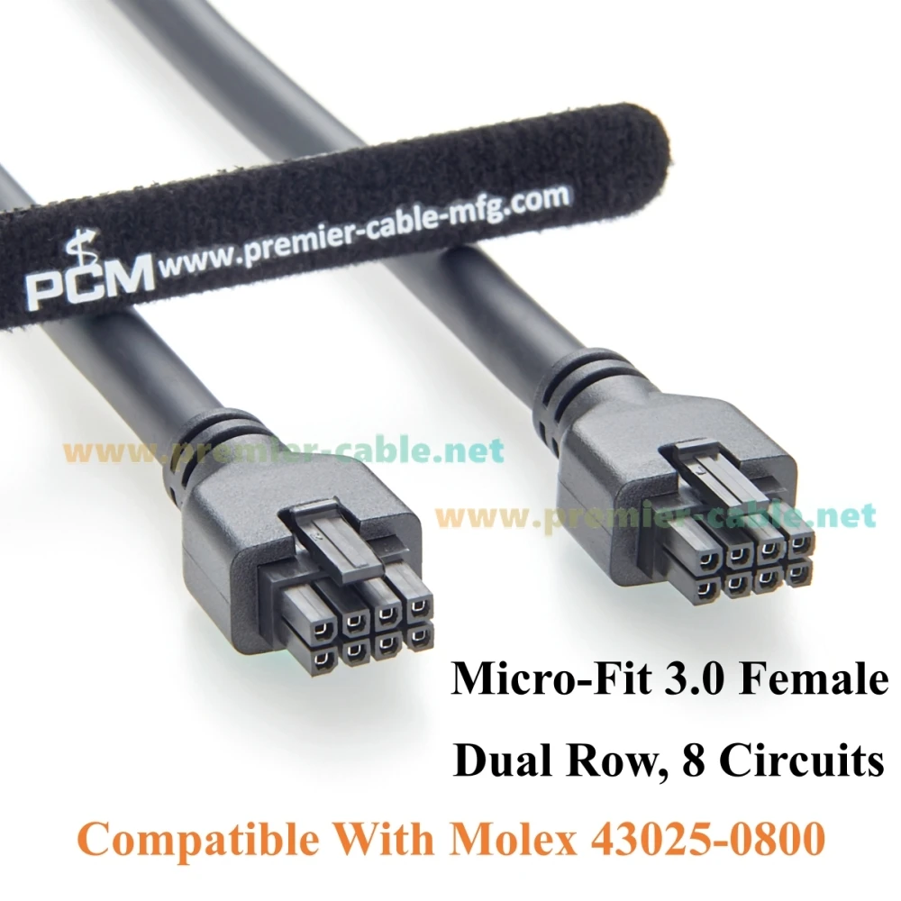 43025-0800 Micro-Fit 3.0 8 Pin Dual Row Cable Female to Female Receptacle Socket Power Signal Wire Compatible Molex 2451320820