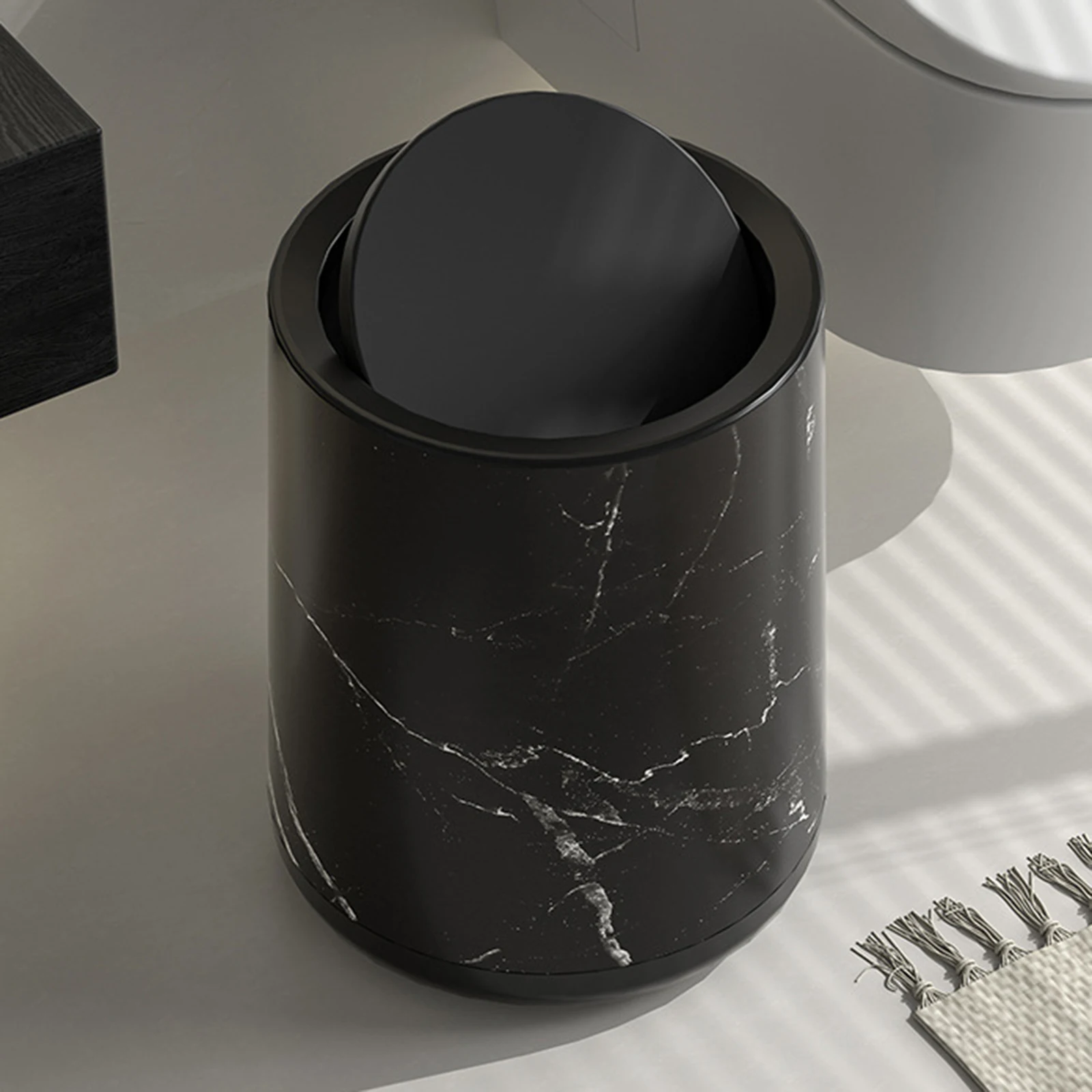 Marble Trash Bin Removable Inner Garbage Bin Paper Basket Garbage Basket Garbage Container Household Trash Bin for Office