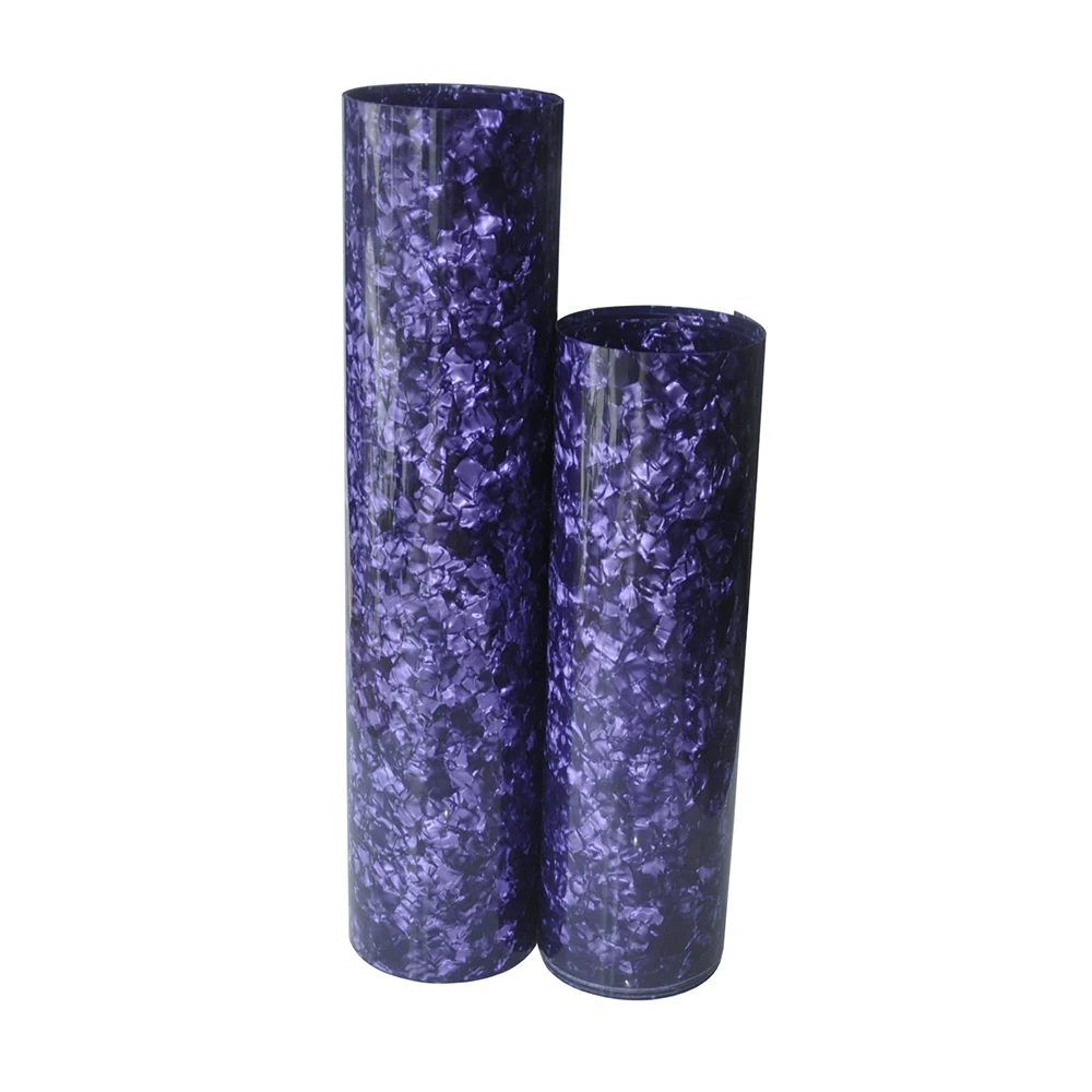 2Pcs Gauge 0.46mm Celluloid Sheet Drum Wrap Musical Instrument Deco Pearl Purple 10x60'' and 16x60''