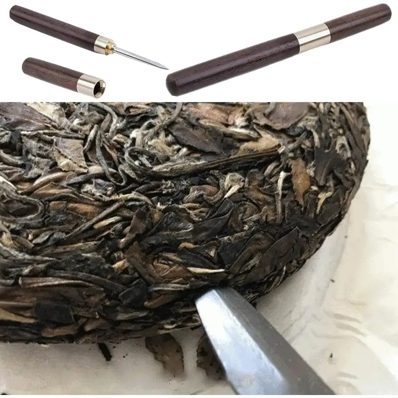 Solid Wood Ice Pick Tea Needle Tea Knife Rosewood & Ebony Handcrafted Tea Punch Tool for Breaking Tea Brick & Ice