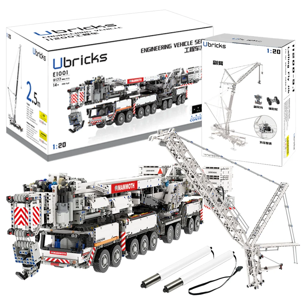 Ubricks E1001 Liebherr LTM11200 Mobiele Kraan en Fly Jib Model RC MOC Bouwstenen Speelgoed Bricks Kit Jongen Kerstcadeaus - afbeelding 1