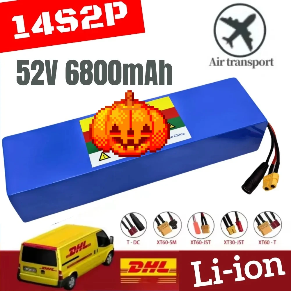 

100% new original 52V 6.8AH 14S2P lithium battery 52V 6800mAh high capacity 1000W For lectric scooter battery built in BMS