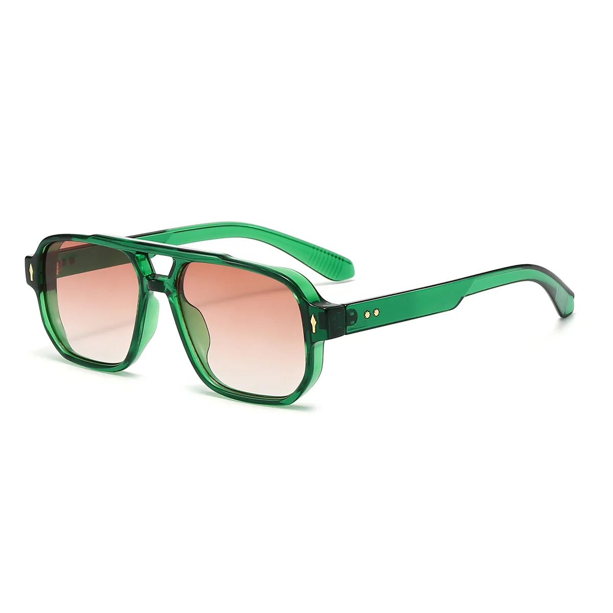 

Retro Double Bridge Square Sunglasses for Women Men Fashion Luxury Design Rivets Sun Glasses Trending Shades UV400 Eyewear