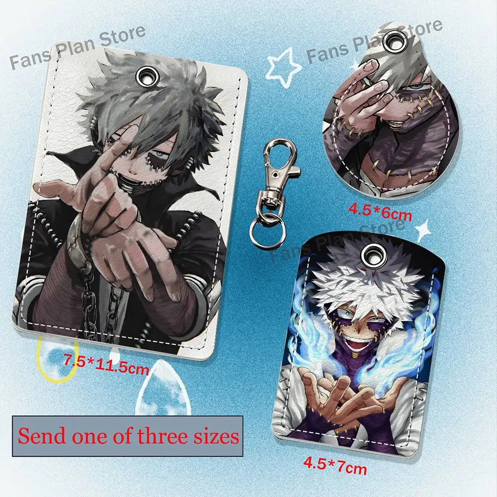 MHA My H-Hero D-Dabi Leather Card Holder with Exquisite Keychain purpose Case for Air Tag Metro ID Access Control Card Badge