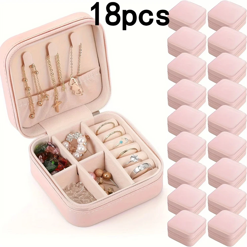 

18pcs Pink Travel Jewelry Box Set Portable Ring and Accessory Storage Box, Suitable for Wedding, Travel, and Home Storage