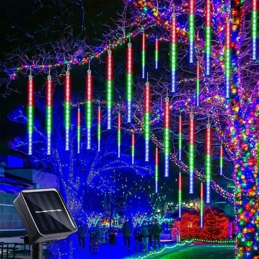 

Solar Meteor Shower String Lights Outdoor Indoor Waterproof Hanging LED Decoration Lights for Tree Party Garden Holiday Lighting