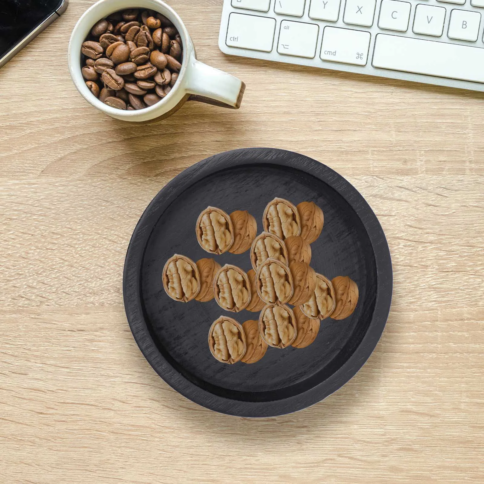 

Multifunctional Wooden Storage Box for Nuts Snacks Large Capacity Tray Home Office Use Serving Plate Compact