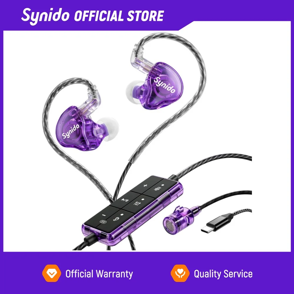 SYNIDO Live Dock E10 Sound Card Karaoke Headset with Mic, Livestreaming Headphone, 24Bit/48 kHz, for Smartphone, Tablet & PC