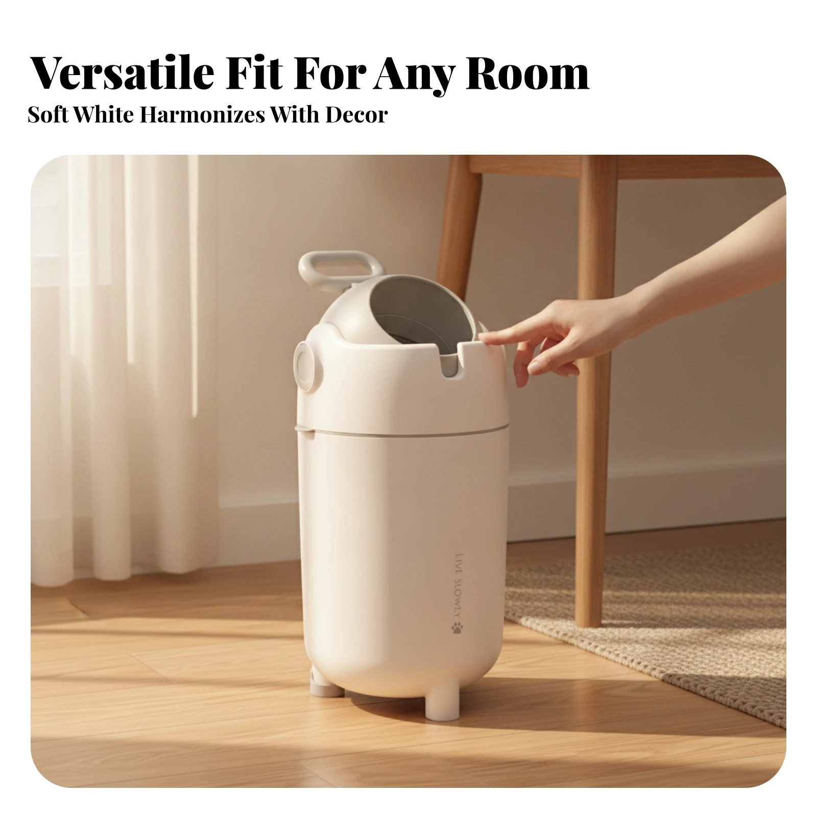 Diaper Pail Easy to Clean Bathroom Waste Bin Waste Bin with Handle Compact Trash Can with Inner Container Sturdy for Parents