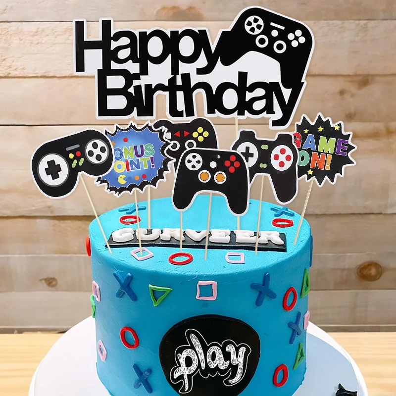 Décoration de gâteau de jeu vidéo : décoration de fête d'anniversaire de joueur personnalisée - France Décoration de gâteau de jeu vidéo : décoration de fête d'anniversaire de joueur personnalisée - France