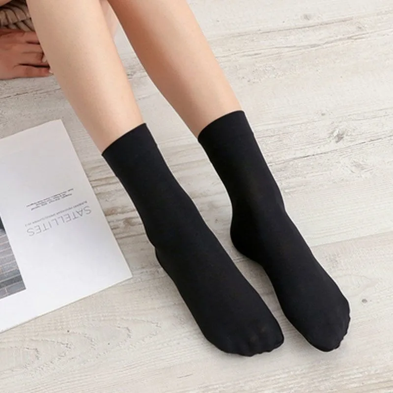 10/5Pairs Women's Summer Thin Soft Thickened Silk Socks Anti Scratch High Elastic Mid Calf Socks for Daily Office Casual Wear