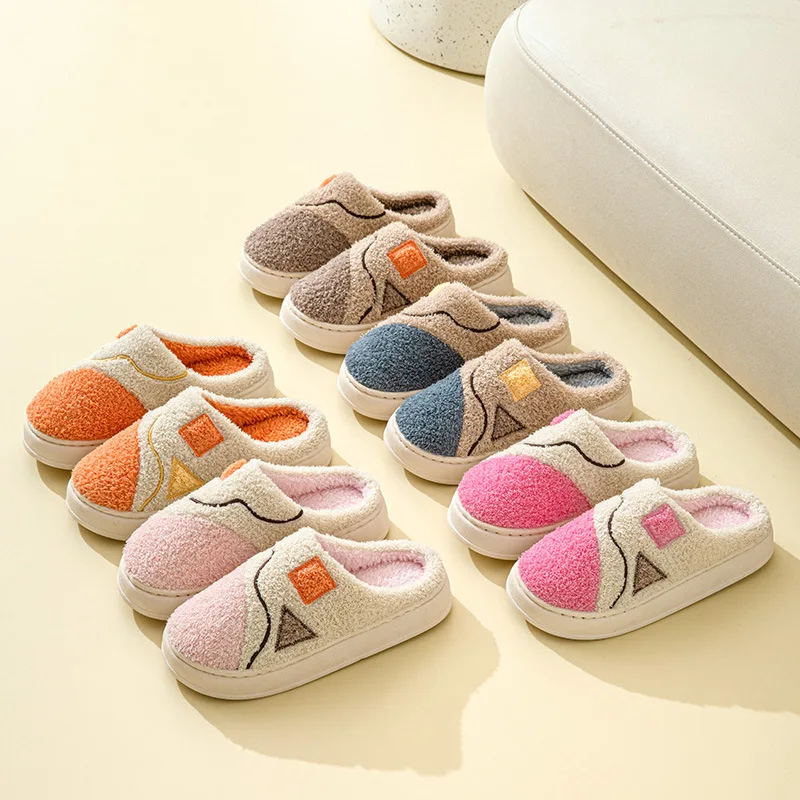 Winter Men Slippers New Women Cotton Slippers Thick Soled Indoor Soft Sole Warm Plush Couple Slippers Home Cotton Shoes