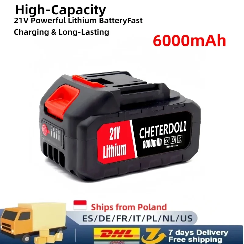 Langlebiger 21V wiederaufladbarer Lithium-Akku mit Leistungsanzeige, hochdichter, langlebiger Akkupack, sichere und stabile Energieversorgung, praktische Ersatzteile, perfekt kompatibel mit Makita 21V
