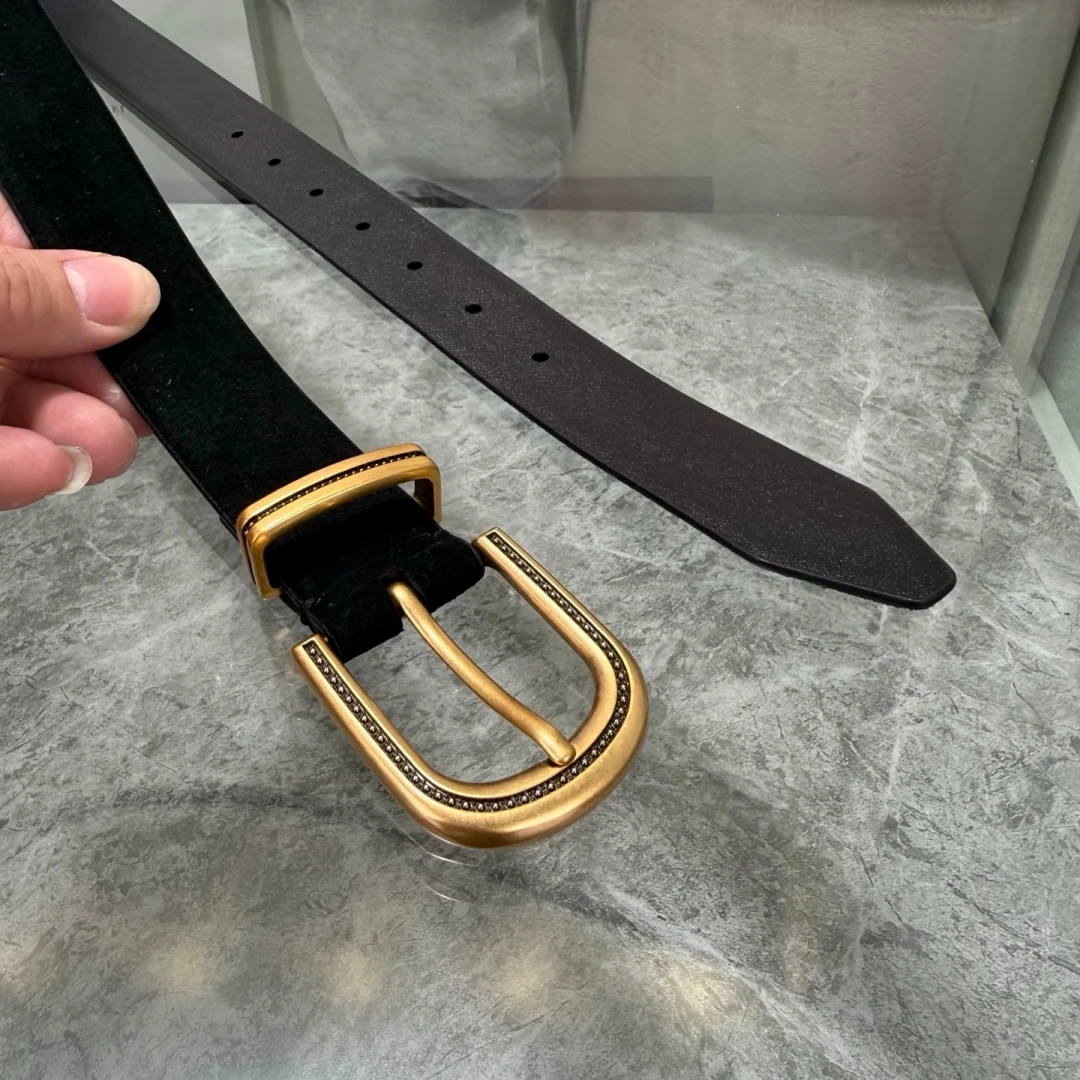 Men's 3.0 Wide Belt Smooth Leather Matte Double-Sided Cowhide Belts Casual Style Design Comfortable Fit Leather BC