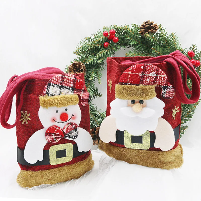 

(1 Piece/bag) 20cm Cute Santa Claus New Year Gift Bag Fruit Convenience Bag Children's Small Gift Candy Storage Bag