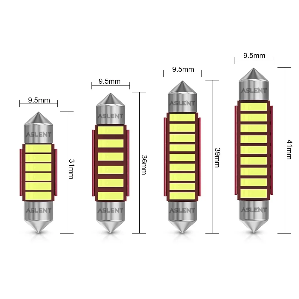 10X Festoon Led C5W 31 36 39 41mm Car Lights Canbus 7020SMD Dome Light 4000K 6000K Warm White Crystal Blue License Plate Lamp