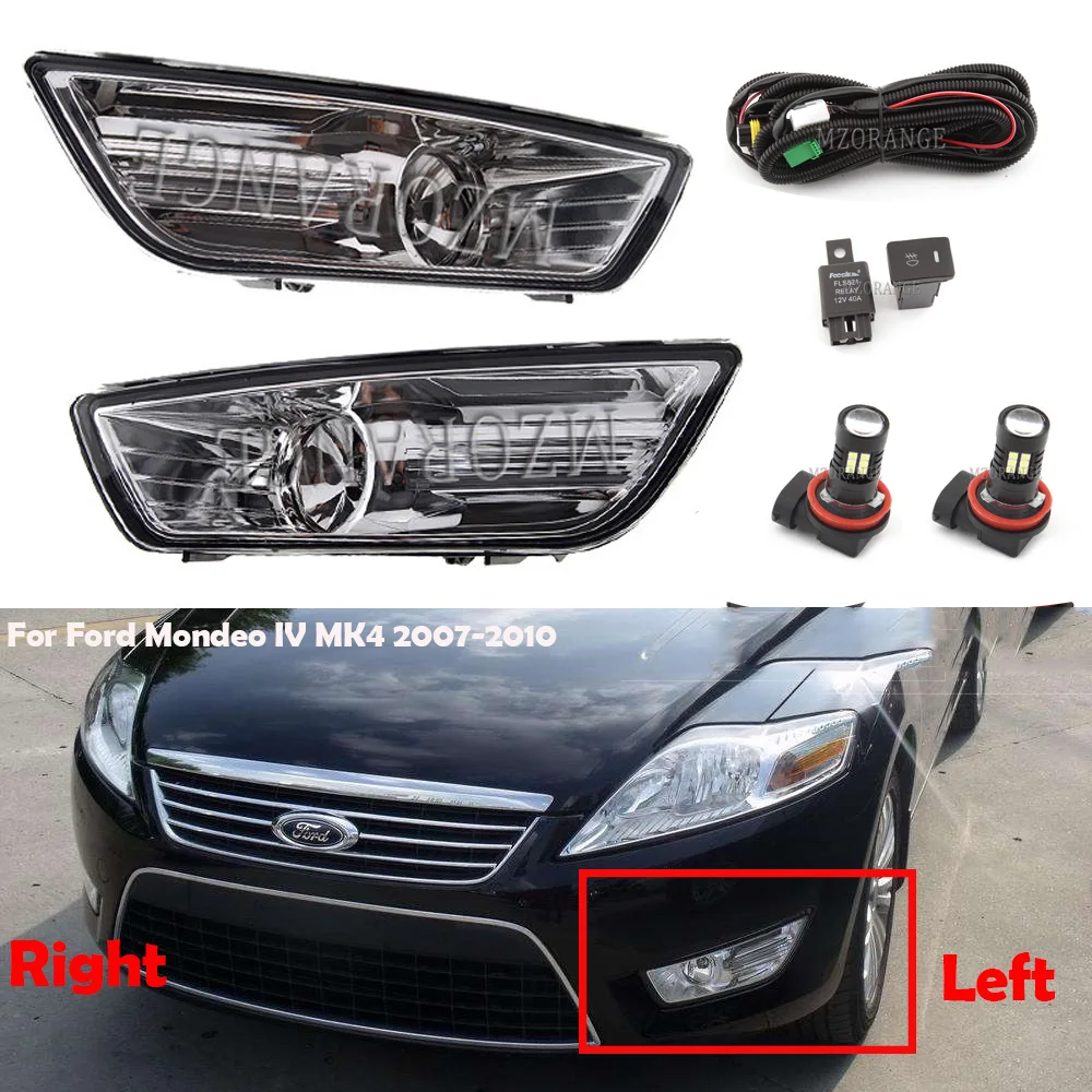 LED Anti-Fog Lights For Ford Mondeo IV MK4 2007-2010 For Ford Fusion Halogen Wire Foglights DRL Front Bumper Headlight Side