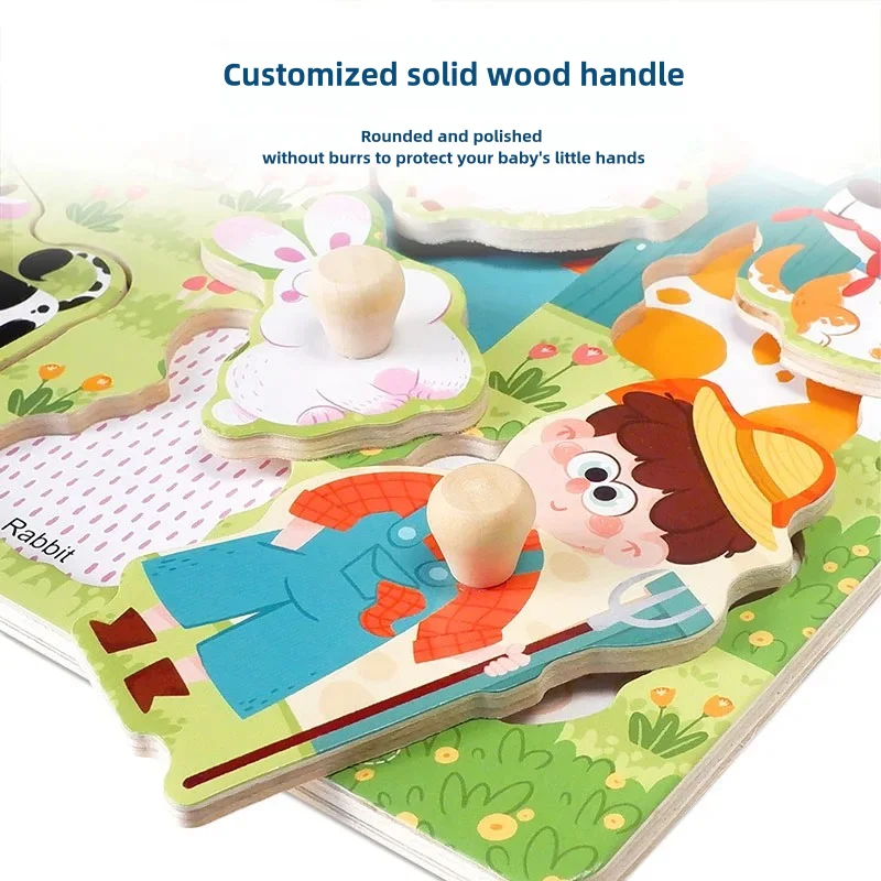 Rompecabezas 3D de clavija de madera Montessori para niños pequeños, juguetes educativos con alfabeto, juguetes de aprendizaje, gran regalo preescolar para niñas y niños