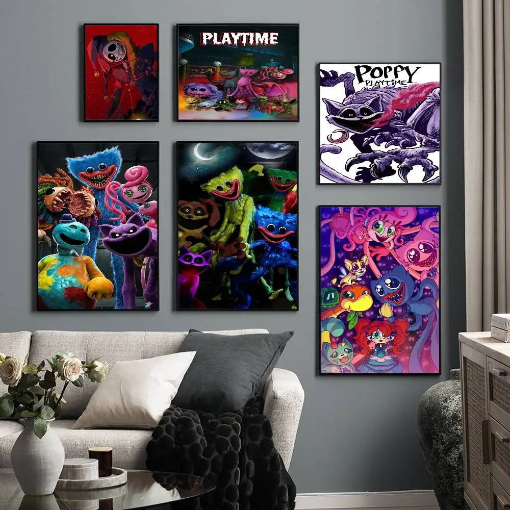 Anime Games Poppy Playtime Anime Posters Sticky Waterproof Paper Sticker Coffee House Bar Kawaii Room Decor