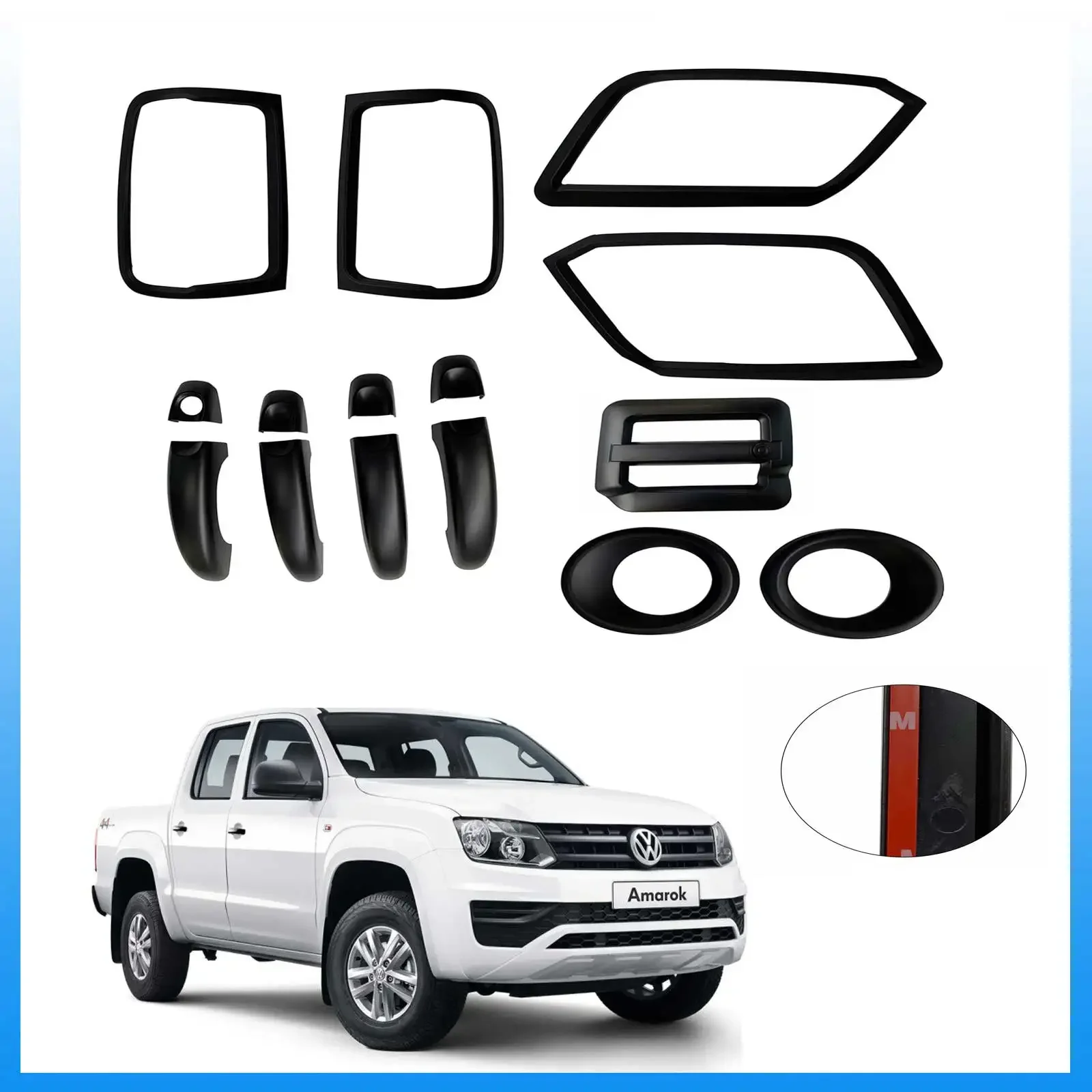 

black kits Car Accessories for Volkswagen Amarok 2009-2016 Vw Amarok V6 4X4 Car Stying Matte Black 8Pcs/set