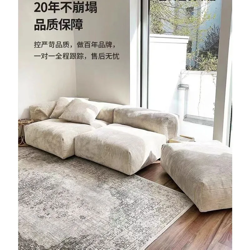 Furniture Japanese casual sleeping side lying living room corduroy tofu block fabric soft and comfortable sofa