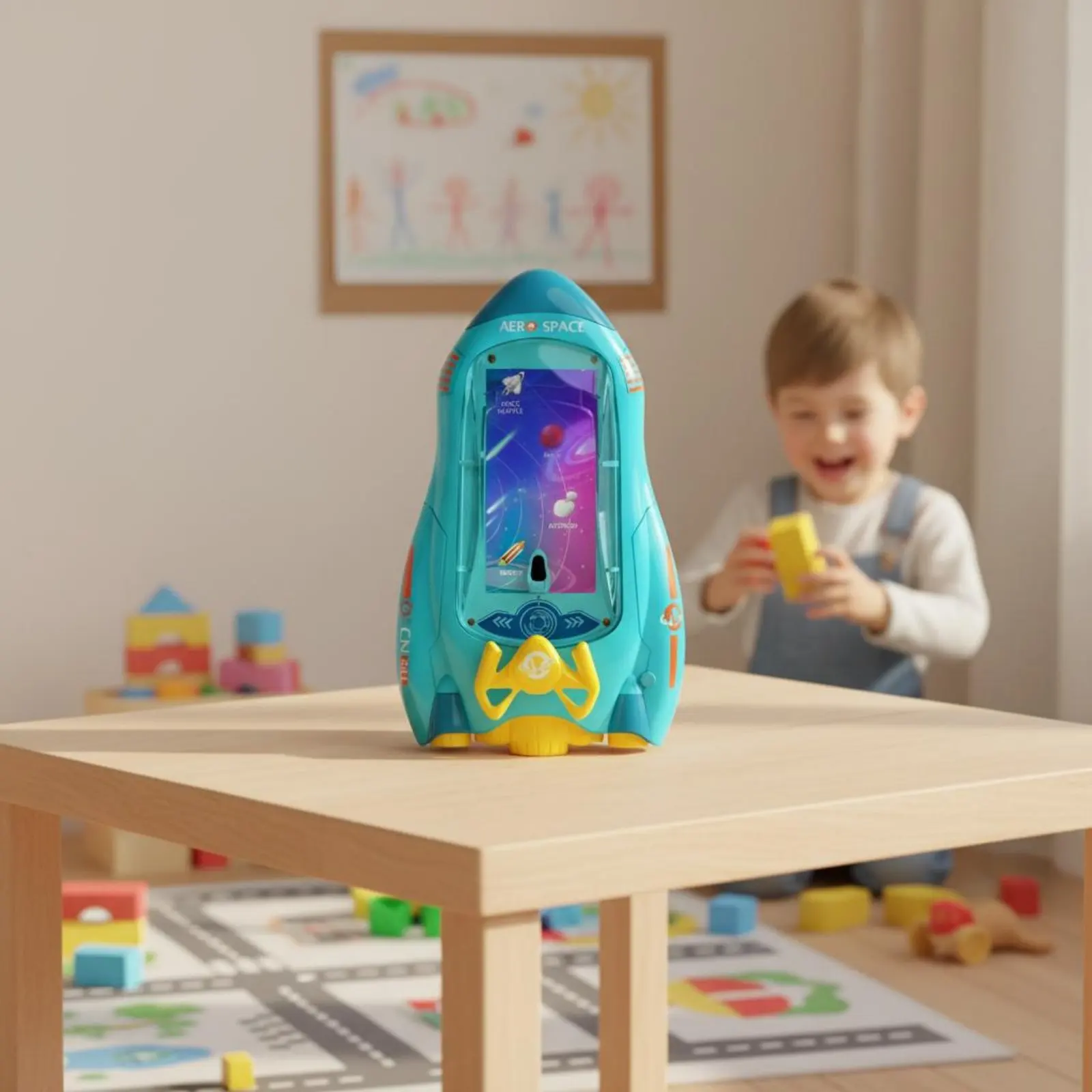 Kids Simulation Racing Game Glow and Audio Effects Portable Car Exploration Game Space Exploration Control Wheel Toy for Desktop