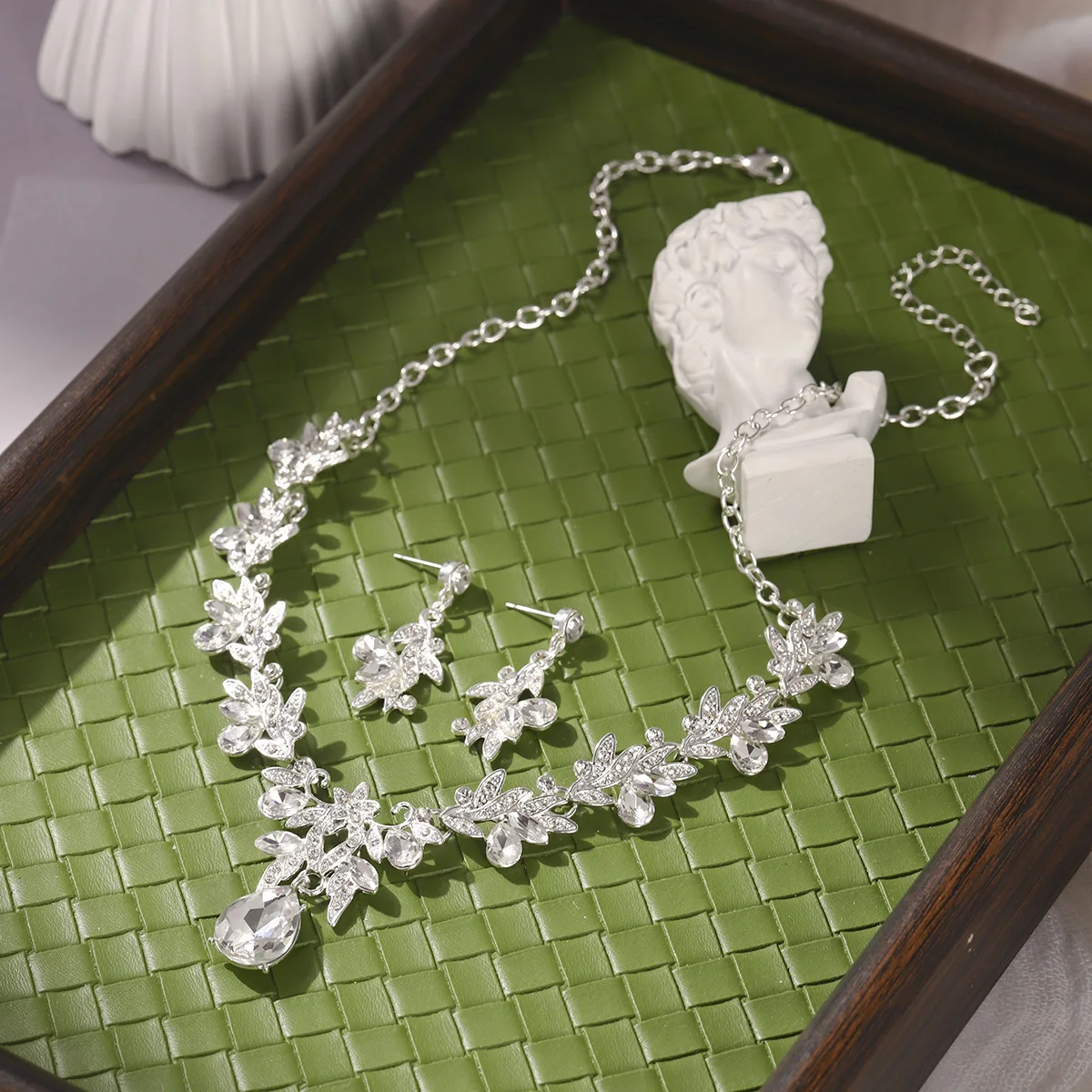 Baroque Crystal Pendant Necklace and Earrings Set Fashion Alloy Rhinestones Jewelry Accessories For Women Wedding Nacklace #2