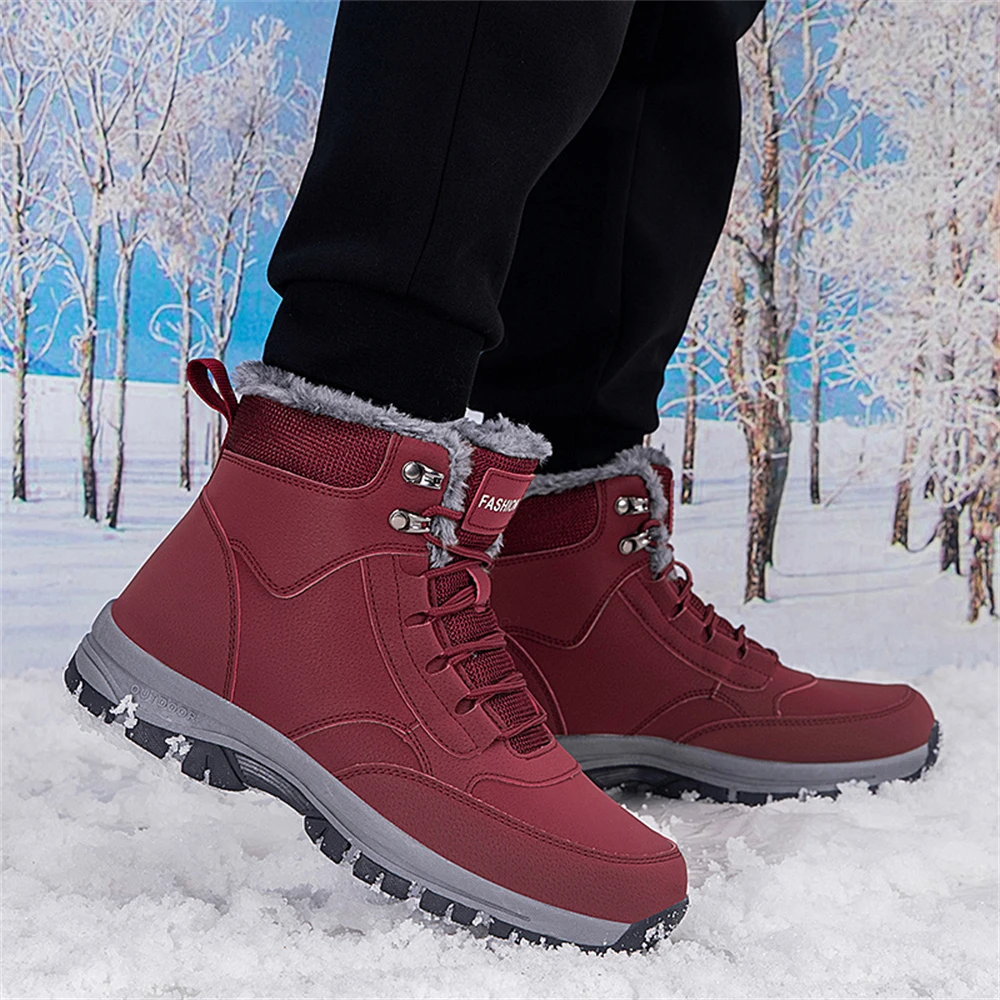 Winter Men\'s Snow Boots Couple Waterproof Sports Casual Shoes Plush Warm Men\'s Boots Outdoor Men\'s Hiking Boots Work Travel Shoe