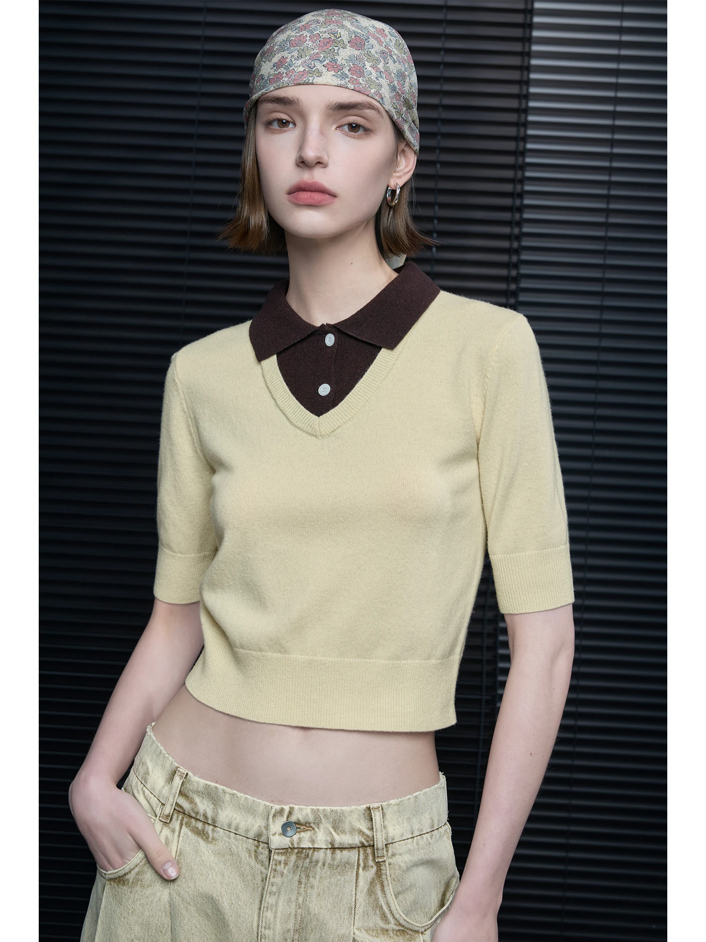 

Pure Wool Knitted Sweater ort Sve Women's Design Sensation Fake Two-Piece Spring New Arrival Street Sle Ciwalk