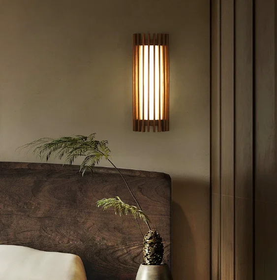 Walnut Wood LED Wall Lamps E26 Bulb Base Modern Design for Living Room Hotel Corridor Ambient Light