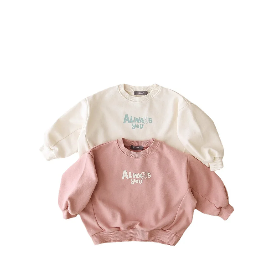 Sudadera de manga larga con estampado de letras para niños y niñas, Tops informales, ropa infantil, Otoño, 2023