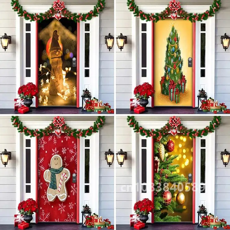 Before Christmas Outdoor Decorations Christmas Door Cover Decoration Cloth Christmas Door Cover Door Hanging New Year Party