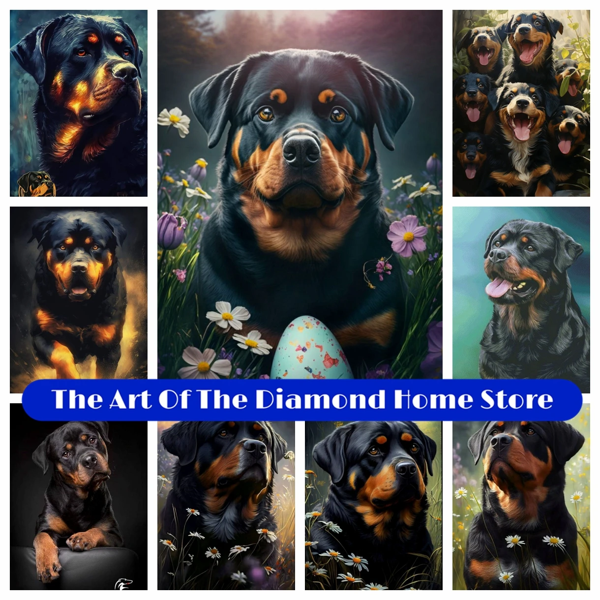 

Rottweiler Dog DIY 5D Embroidery AB Drills Diamond Painting Animal Cross Stitch Kit Art Handmade Room Decor Children's Gifts