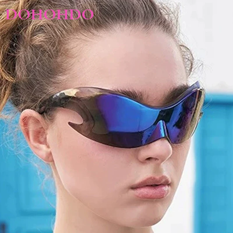 

Fashion Oversized Y2K Punk One-Piece Women Sunglass Vintage Luxury Hip Hop Men Shades Outdoor Sports Goggles Unisex Lentes UV400