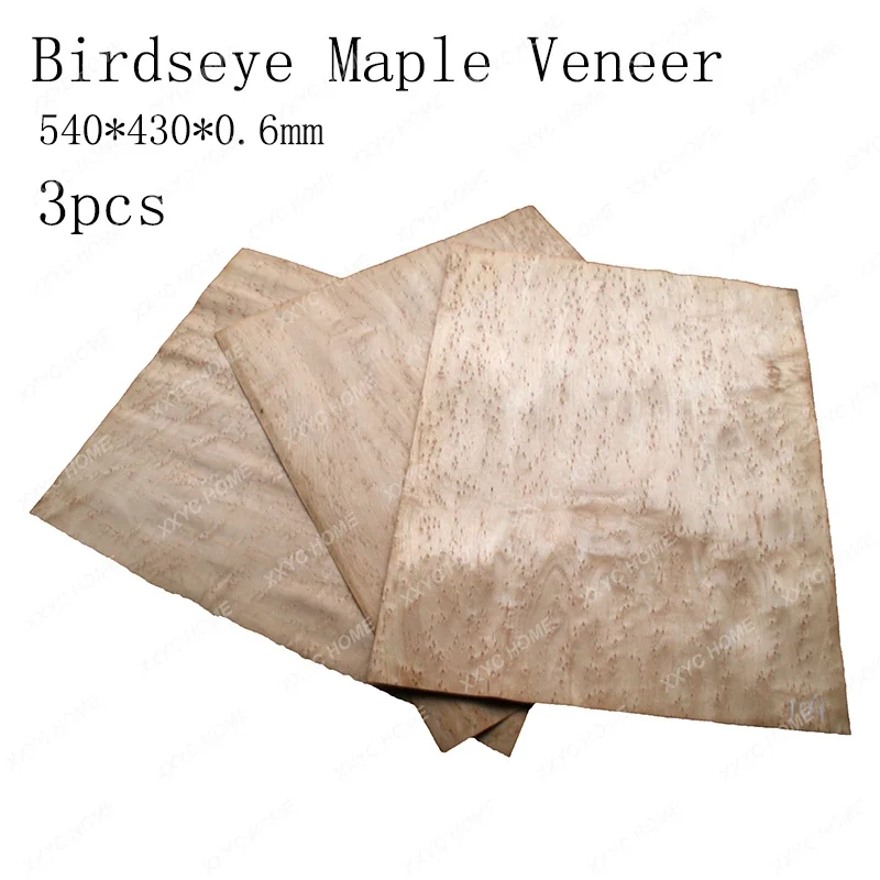 3 piece Birdseye Maple  Electric Guitar Veneer Guitars Original Wood Makeup Board DIY Guitar Making Material 0.6*440*540mm