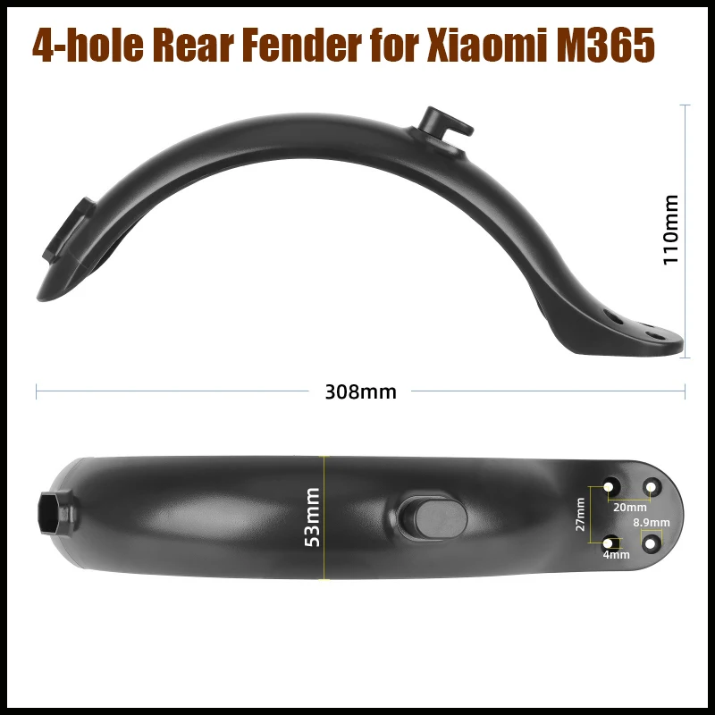 4-hole 8.5 Inch Rear Fender Mud for Xiaomi Mijia M365 OEM Electric Scooter Accessories Repair Parts Durable Rear Mudguard Guard