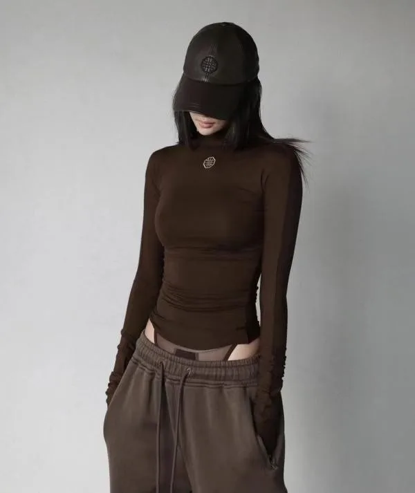 2025 Badblood Sweatshirt Korea Knitted Bottom Shirt Autumn and Winter Spice Girls T-shirt Women Slim High Neck Embroidery Top