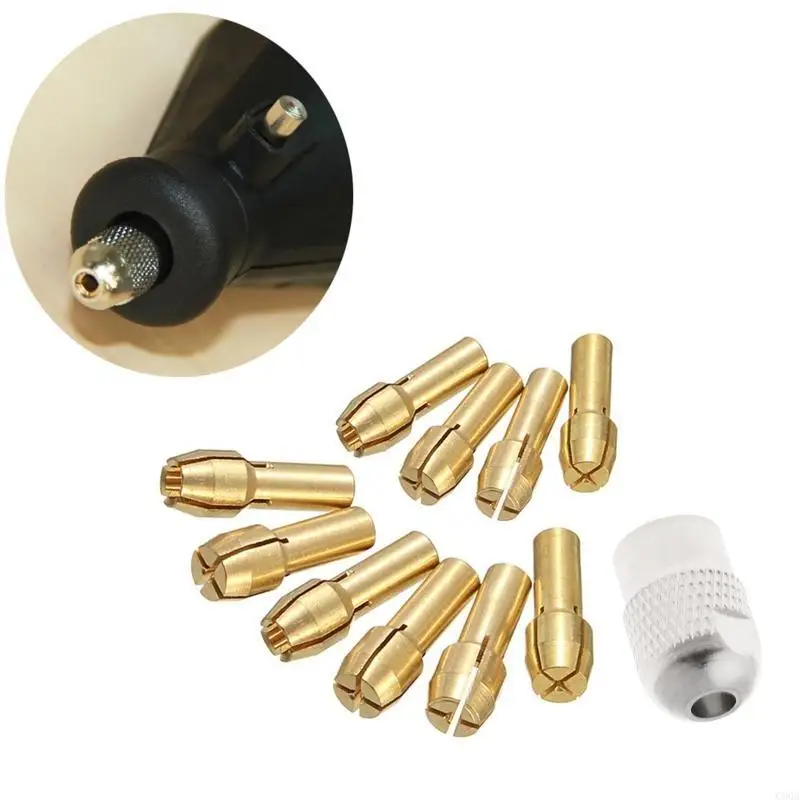 

C90A 10Pcs Brass Drill Chuck Collet Bits For Rotary Tool 0.5-3.2mm 4.3mm Shank