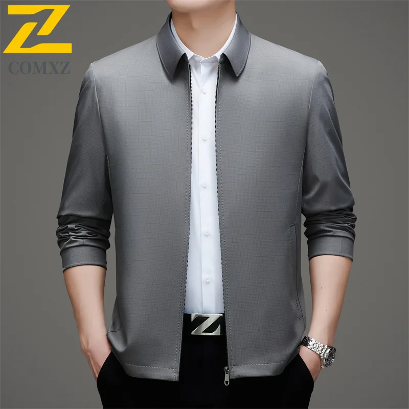 

Comxz Men Lapel Jacket Business Casual Light Luxury Golf Travel Wedding Slim Fit Coat Spring Autumn Outerwear Lightweight Blazer
