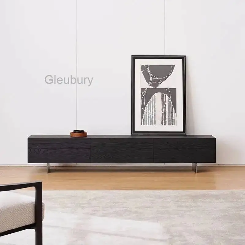 Wooden Center TV Stands Universal 220Cm Wall Black Designer Floating Tv Table Minimalist Showcase Fernsehtisch Furniture Home