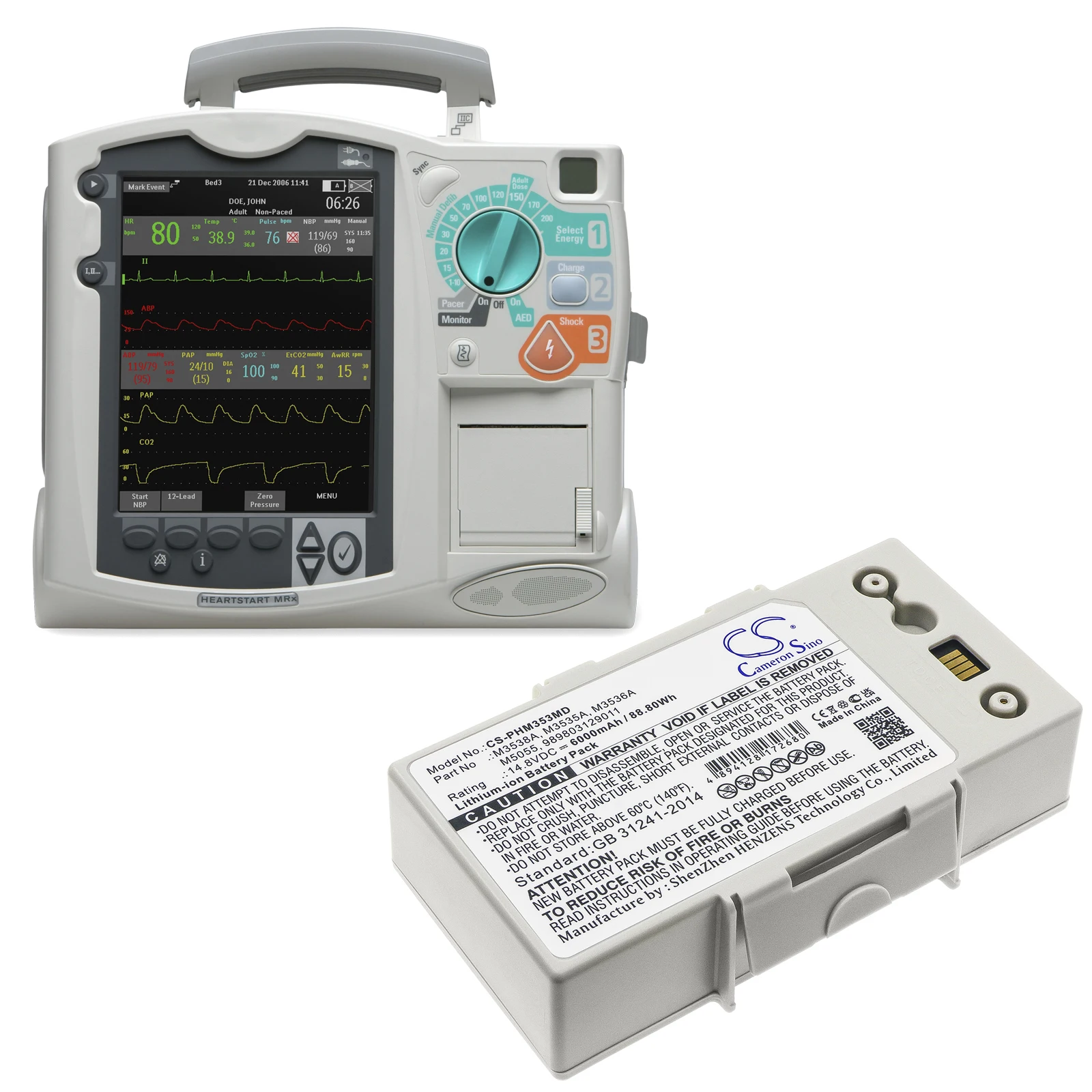 Medical Battery For Philips Defibrillator  HeartStart MRx   Laerdal Monitor