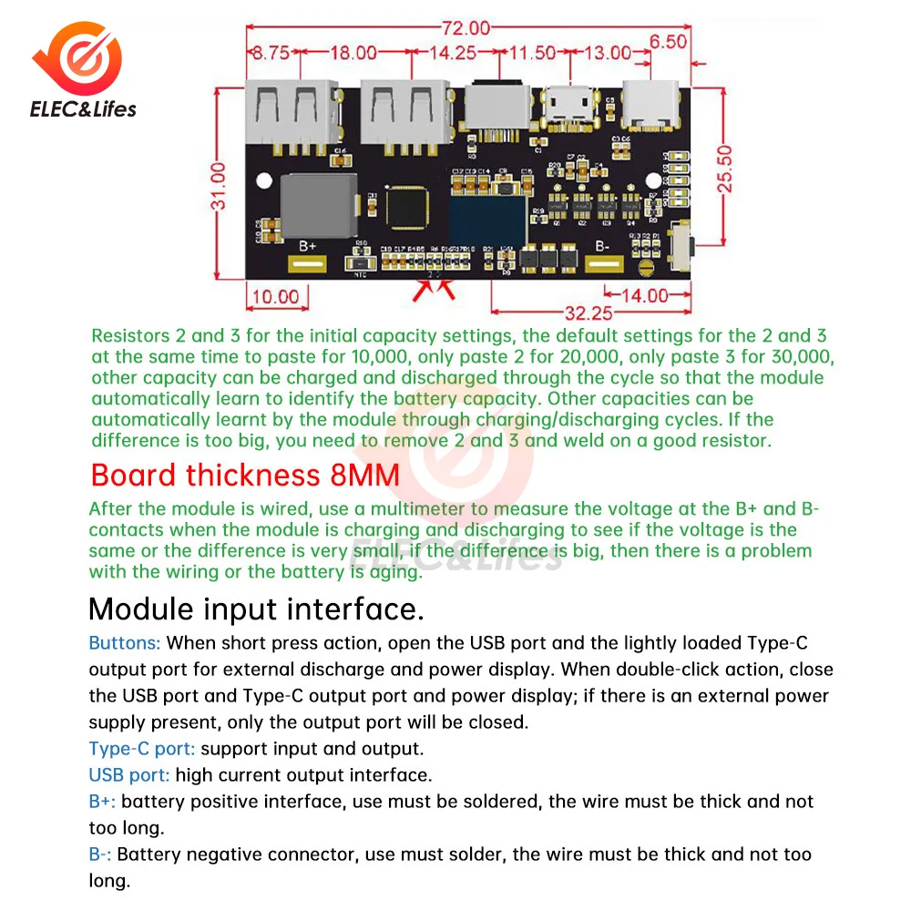 22.5W Quick Charging Mobile Power Module 4 Port Type-C USB Mobile Power Bank Circuit Board Protection Diy Motherboard QC4 PD3.0