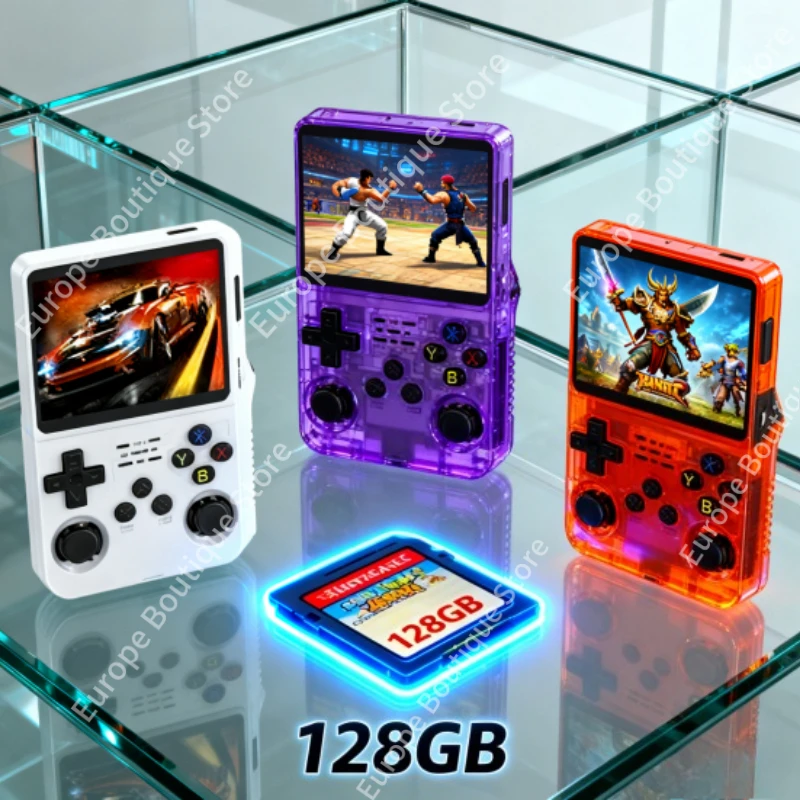 

128G R36S Retro Handheld Video Game Console Linux System 3.5 Inch IPS Screen R35s Pro Portable Pocket Video Player 64GB Games
