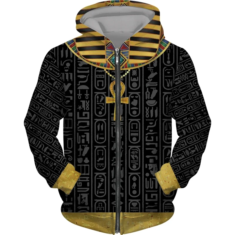 Ancient Egypt Eye of Horus God 3d Print Zipper Sweatshirts Men Women Hooded Oversized Hoodie Kids Zip Up Sweatshirts Tracksuits