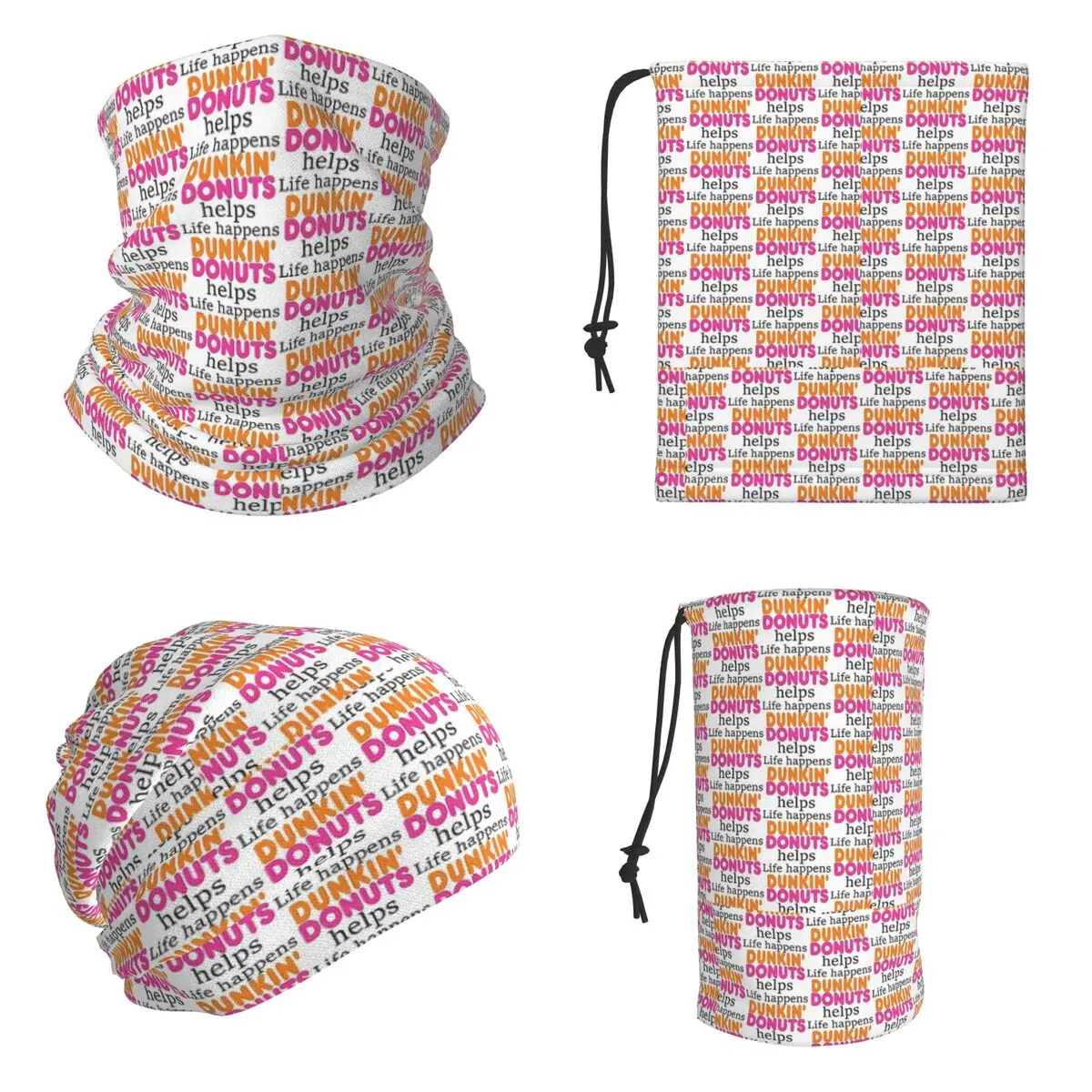 Life Happens... Dunkin Donuts Helps Bandana Neck Gaiter Printed Wrap Mask Scarf Cycling Headband Unisex Adult All Season view 2