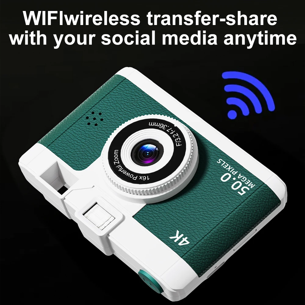 HD Retro Digital Camera 16x Digital Zoom Video WIFI Wireless Transmission Mini Photography Camera for Travel Students Compact