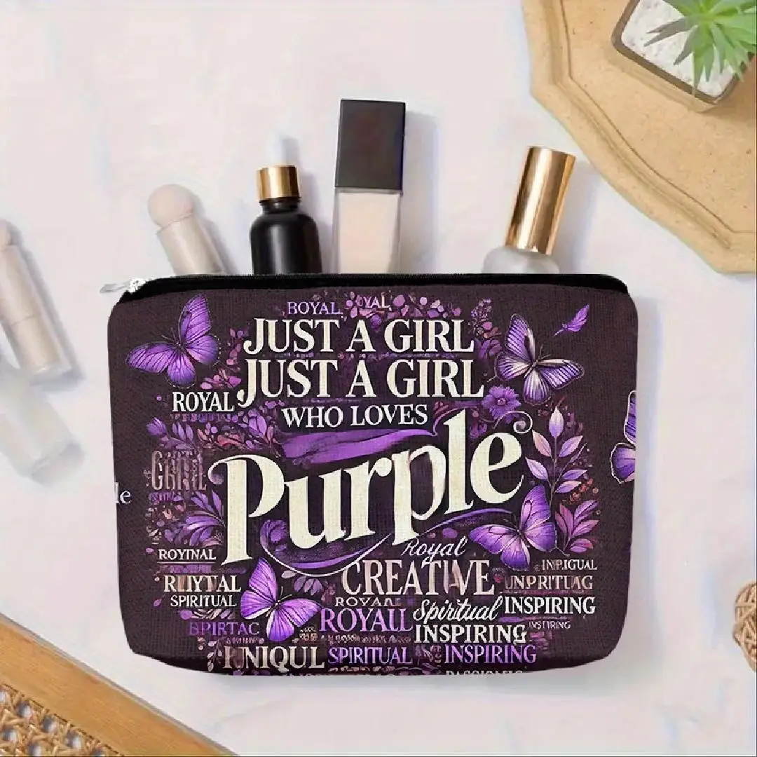 Un sac de maquillage au design créatif Purple Passion – Jolie pochette multifonctionnelle à fermeture éclair pour femmes, sac de rangement de bijoux