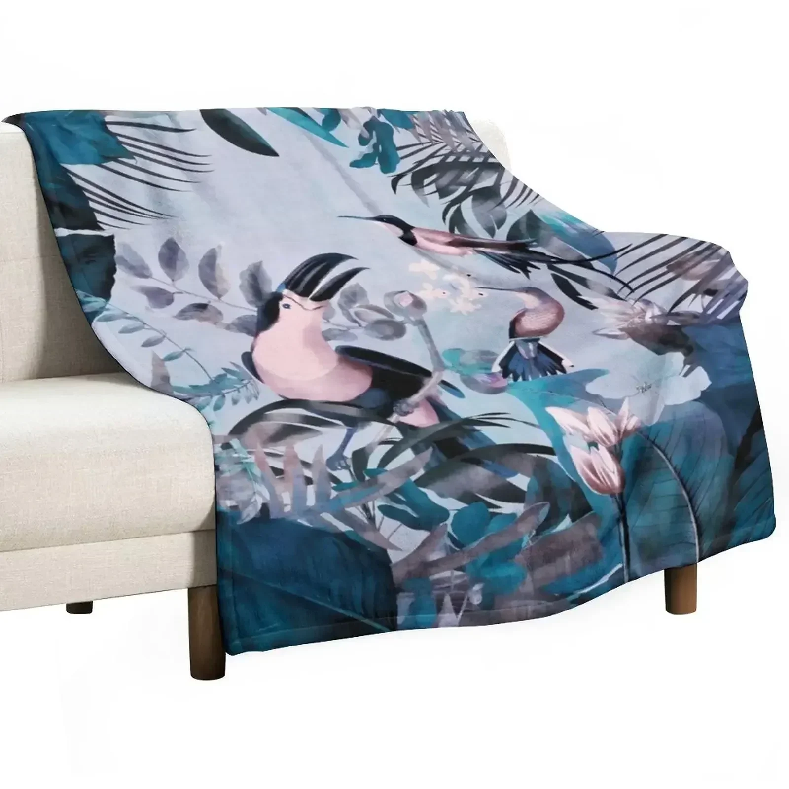 Blue Birds Jungle Paradise Throw Blanket Sofa Throw Luxury Thicken Heavy Quilt For Baby valentine gift ideas Blankets