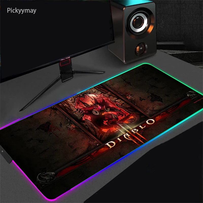 Diablo 3 rgb mouse pad xxl mesa de teclado do computador tapete de jogos para computador acessórios led gamer mause tapete usb backlight mesa mousepad